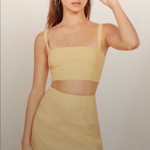 Reformation Yellow linen skirt